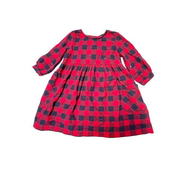 Hanna Andersson Buffalo Plaid Flannel Dress Size 6/7 - Picture 1 of 7
